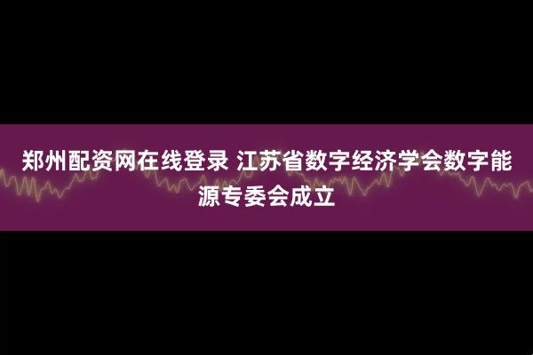 郑州配资网在线登录 江苏省数字经济学会数字能源专委会成立