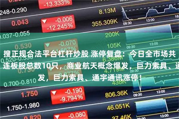 搜正规合法平台杠杆炒股 涨停复盘：今日全市场共82只股涨停，连板股总数10只，商业航天概念爆发，巨力索具、通宇通讯涨停！
